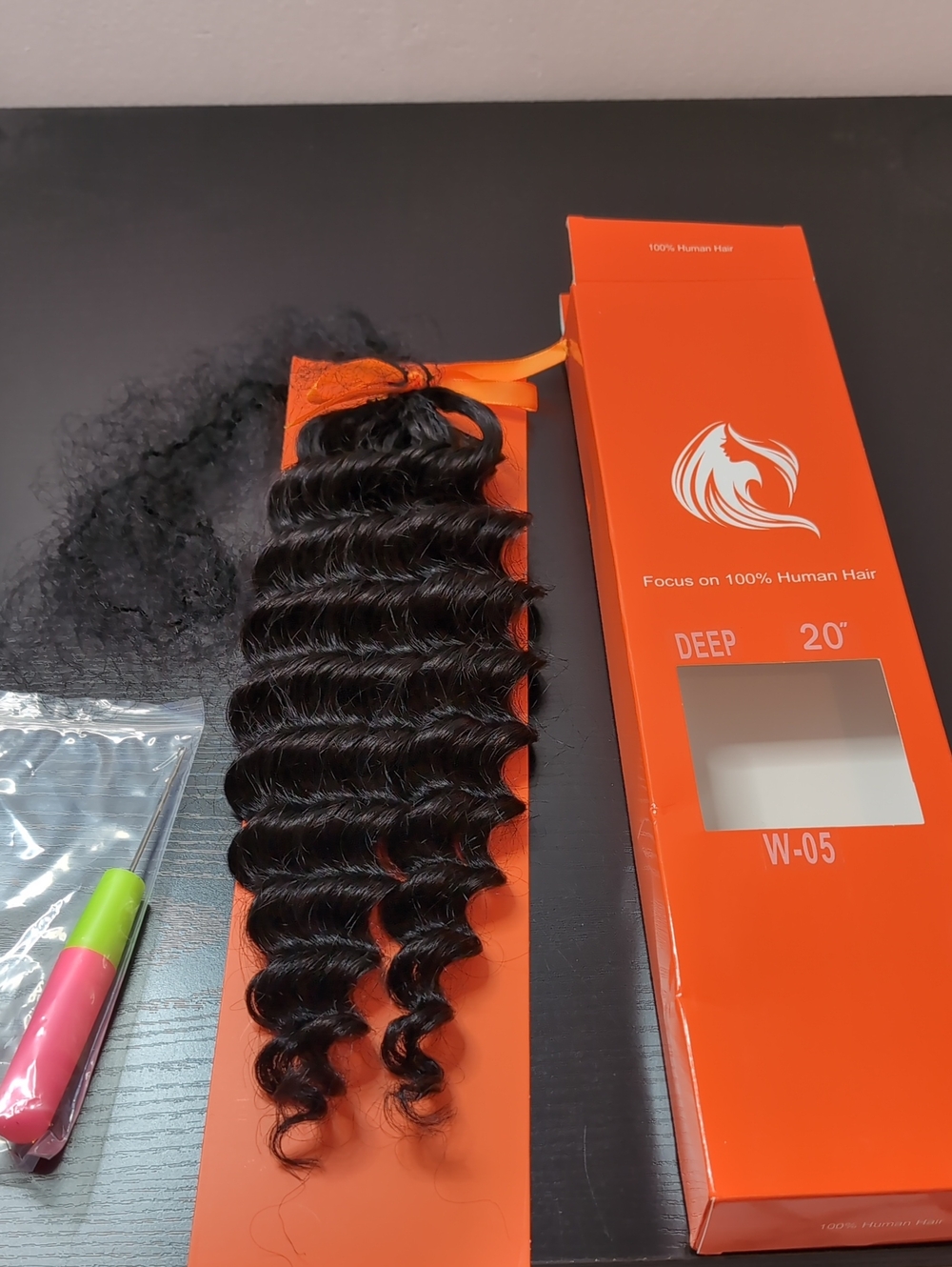 20 In Deep Wave Feather Crochet Human Hair 16a 60 G Natural Black Miracle Knot